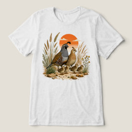 カリフォルニアウズラの家族 デザートサンセット ネイチャー トライブレンドTシャツ