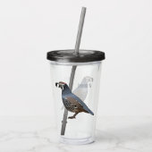 カリフォルニアウズラの鳥の漫画イラストレーション アクリルタンブラー (裏面)