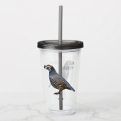 カリフォルニアウズラの鳥の漫画イラストレーション アクリルタンブラー (正面)