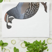 カリフォルニアウズラの鳥の漫画イラストレーション キッチンタオル (折り畳み)