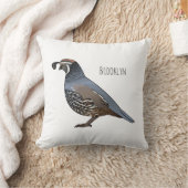 カリフォルニアウズラの鳥の漫画イラストレーション クッション (ブランケット)