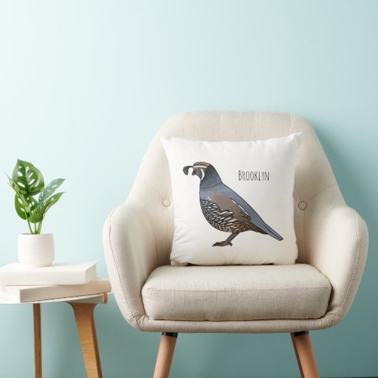 カリフォルニアウズラの鳥の漫画イラストレーション クッション (椅子)