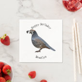 カリフォルニアウズラの鳥の漫画イラストレーション スタンダードカクテルナプキン (インサイチュ)