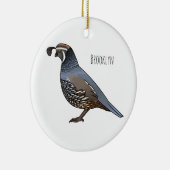 カリフォルニアウズラの鳥の漫画イラストレーション セラミックオーナメント (右)