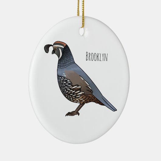 カリフォルニアウズラの鳥の漫画イラストレーション セラミックオーナメント (右)