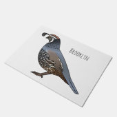 カリフォルニアウズラの鳥の漫画イラストレーション ドアマット (アングル)