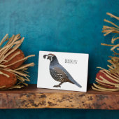 カリフォルニアウズラの鳥の漫画イラストレーション フォトプラーク (側面)