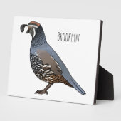 カリフォルニアウズラの鳥の漫画イラストレーション フォトプラーク (側面)