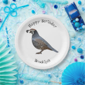 カリフォルニアウズラの鳥の漫画イラストレーション ペーパープレート (パーティー)