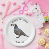 カリフォルニアウズラの鳥の漫画イラストレーション ペーパープレート (パーティー)