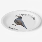 カリフォルニアウズラの鳥の漫画イラストレーション ペーパープレート (アングル)