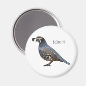 カリフォルニアウズラの鳥の漫画イラストレーション マグネット (正面/裏面)