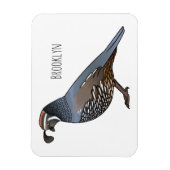 カリフォルニアウズラの鳥の漫画イラストレーション マグネット (縦)