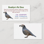 カリフォルニアウズラの鳥の漫画イラストレーション 名刺 (正面/裏面)