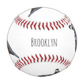 カリフォルニアウズラの鳥の漫画イラストレーション 野球ボール (裏面)