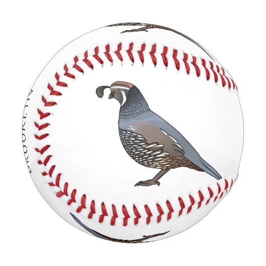 カリフォルニアウズラの鳥の漫画イラストレーション 野球ボール (正面左)