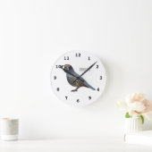 カリフォルニアウズラ鳥漫画イラストレーション ラウンド壁時計 (ホーム)