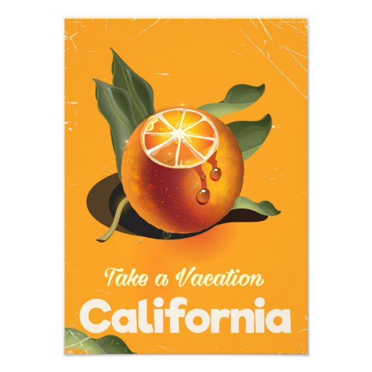 カリフォルニアオレンジレトロスタイルバケーションプリント フォトプリント            (正面)