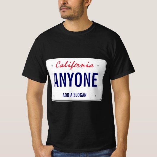 カリフォルニアカスタム州ライセンスプレート Tシャツ (正面)