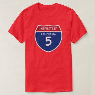 カリフォルニアカリフォルニアI-5州間幹線道路の盾- Tシャツ