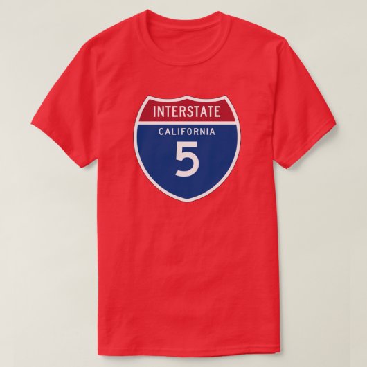 カリフォルニアカリフォルニアI-5州間幹線道路の盾- Tシャツ (デザイン正面)