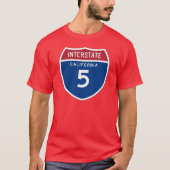 カリフォルニアカリフォルニアI-5州間幹線道路の盾- Tシャツ (正面)
