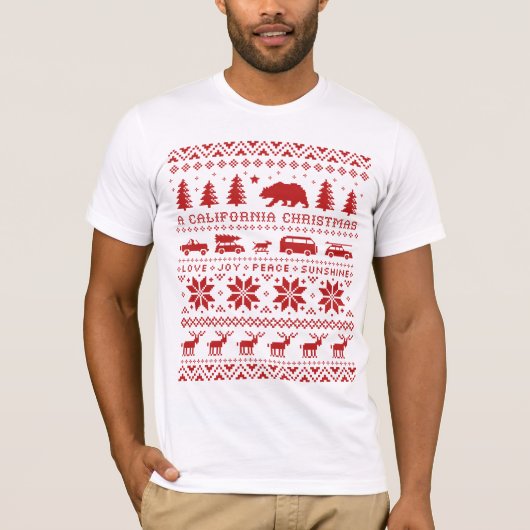 カリフォルニアカワイディージュドクリスマスセーターデザインティー Tシャツ (正面)