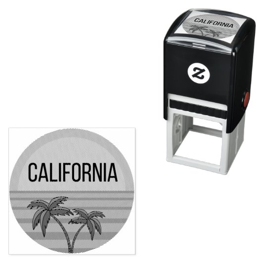 カリフォルニアキュートデザインギフトアイディアサンセットパームズ セルフインキングスタンプ (インサイチュ)