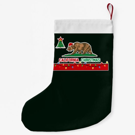 カリフォルニアクリスマスの旗のストッキング スモールクリスマスストッキング (裏面)