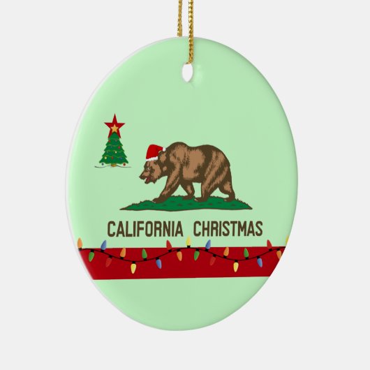 カリフォルニアクリスマスの旗の円形のオーナメント セラミックオーナメント (右)