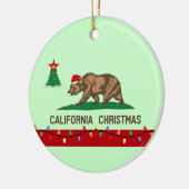 カリフォルニアクリスマスの旗の円形のオーナメント セラミックオーナメント (左)
