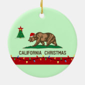 カリフォルニアクリスマスの旗の円形のオーナメント セラミックオーナメント (裏面)