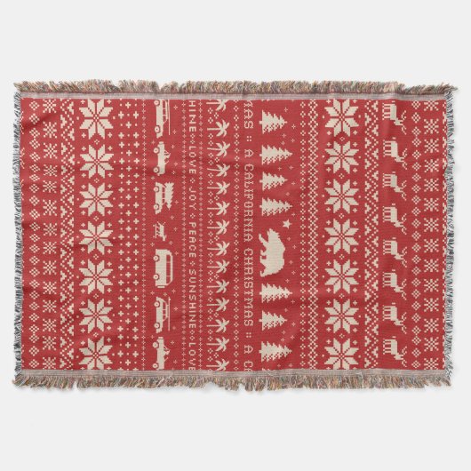 カリフォルニアクリスマスキュートホリデークリスマスパターン スローブランケット (正面)