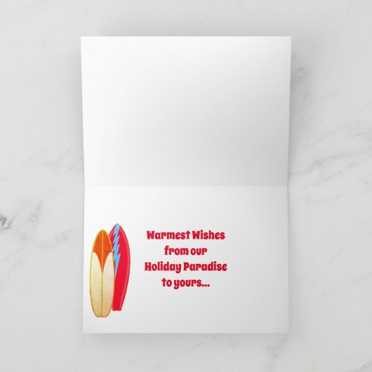 カリフォルニアクリスマスサンタアンドサーフボードビーチ シーズンカード (内部)