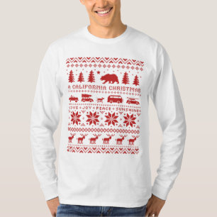 カリフォルニアクリスマス醜い可愛いクリスマスセーターデザイン Tシャツ