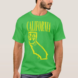 カリフォルニアグランジ州の笑顔顔黒の背景 Tシャツ