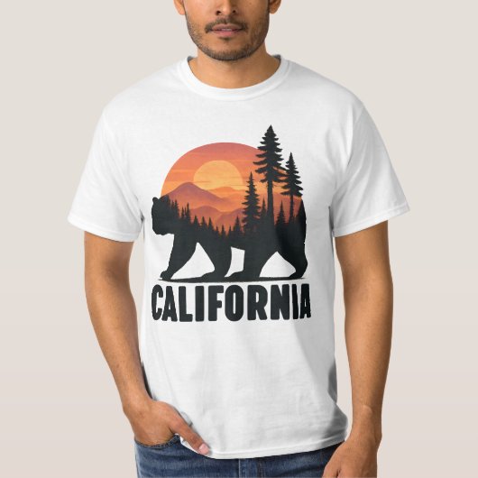 カリフォルニアグリズリーベアーサンセット Tシャツ (正面)