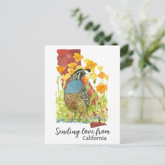 カリフォルニアケシからの愛の送信 ポストカード (スタンド正面)