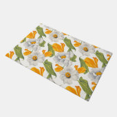 カリフォルニアケシ白い水仙のパターン ドアマット (アングル)