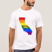 カリフォルニアゲイプライドレインボーフラッグハートGLBTQ Tシャツ (正面)
