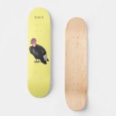 カリフォルニアコンドル鳥の漫画イラストレーション スケートボード (正面)