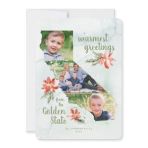 カリフォルニアゴールデン州マップホリデイ3フォトカード