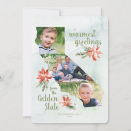 カリフォルニアゴールデン州マップホリデイ3フォトカード シーズンカード