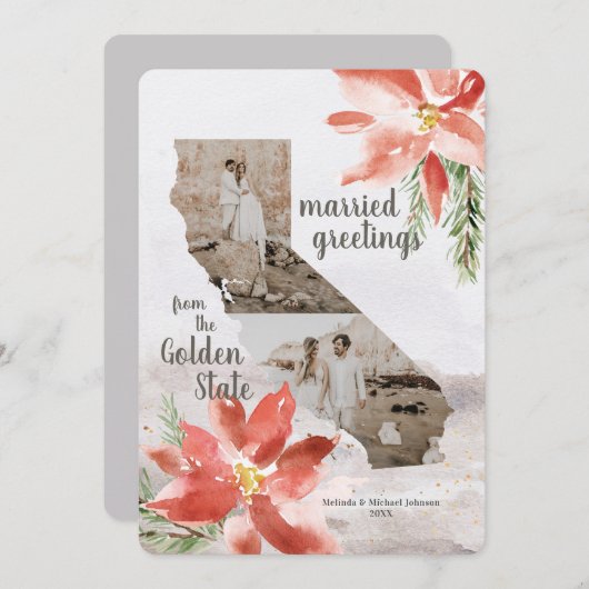 カリフォルニアゴールデン州マップ1stクリスマス シーズンカード (正面/裏面)