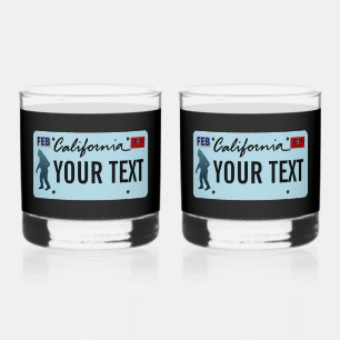 カリフォルニアサスカッチライセンスプレート ウイスキーグラス