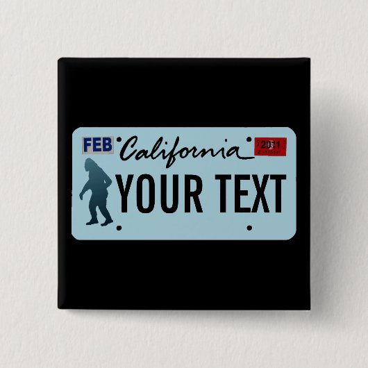 カリフォルニアサスカッチライセンスプレート 缶バッジ (正面)