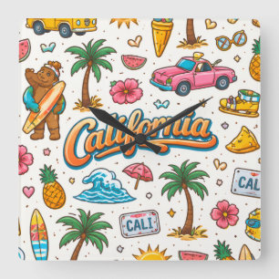 カリフォルニアサンシャイン スクエア壁時計