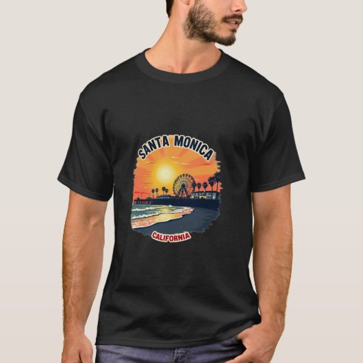 カリフォルニアサンセットビーチフェリスホイールサンタモニカ Tシャツ (正面)