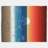 カリフォルニアサンセット |ビーチ砂ハート背景 フリースブランケット (正面(横))