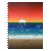 カリフォルニアサンセット |ビーチ砂ハート ノートブック (正面)